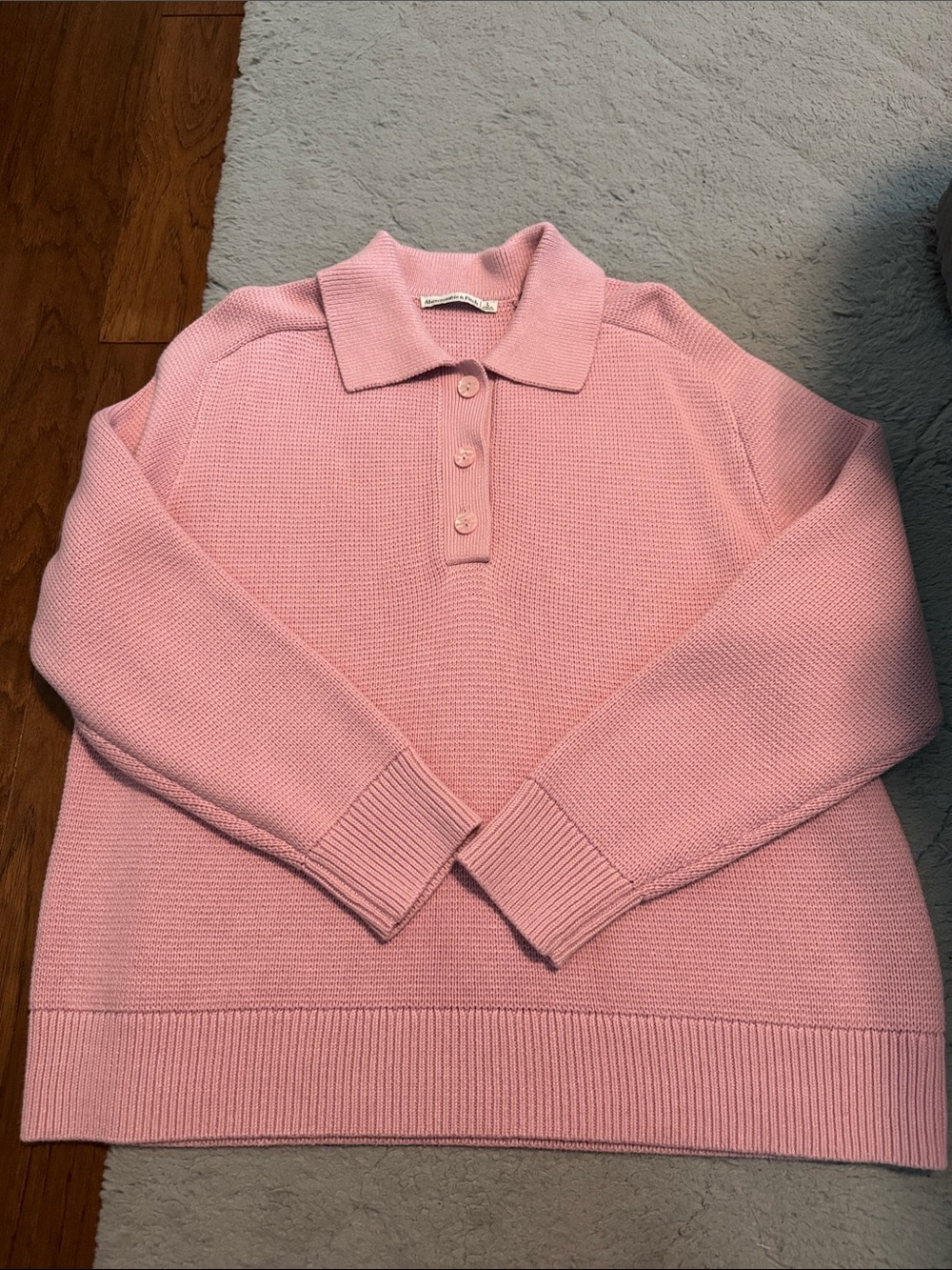 Abercrombie Pink Polo-Knit Crewneck Sweater